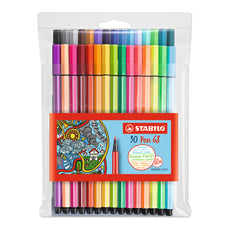 Stabilo Pen 68 Fibre Tip Pen Assorted Colours Wallet Of 30 AO49435