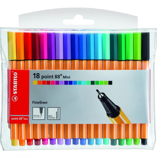 Stabilo Point 88 Fineliner Assorted Colours Pack of 18 (688/18) AO0333290