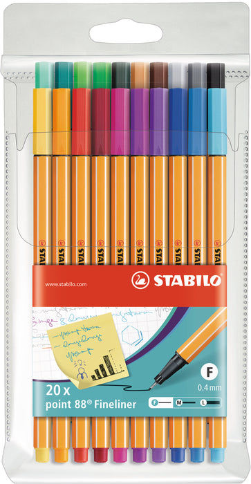Stabilo Point 88 Fineliner Assorted Colours Pack of 20 (8820) AO0226860-DO