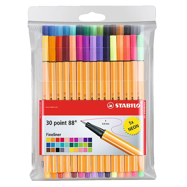 Stabilo Point 88 Fineliner Assorted Colours Pack of 30 AO49431