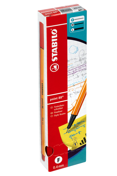 Stabilo Point 88 Fineliner Red, Pack of 10 AO0269440