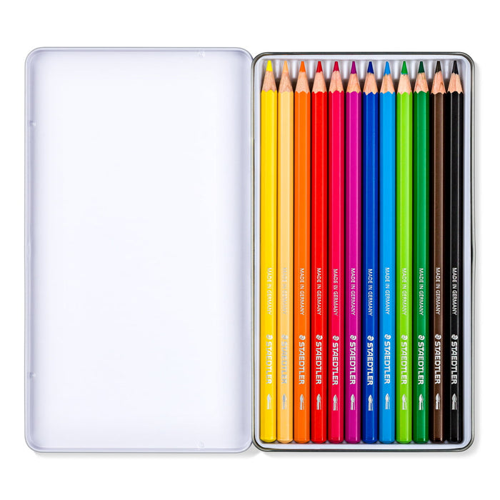 Staedtler Design Journey Aquarell Coloured Pencil Assorted, Pack of 12 in a tin ST14610C-M12