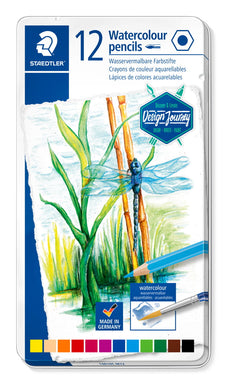Staedtler Design Journey Aquarell Coloured Pencil Assorted, Pack of 12 in a tin ST14610C-M12