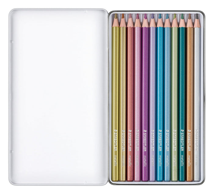 Staedtler Design Journey Coloured Pencil Metallic Assorted, Pack of 12 in a tin ST146M-M12