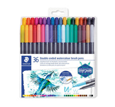 Staedtler Design Journey Double-ended Watercolour Brush Pens Assorted, Pack of  36 ST3001-TB36