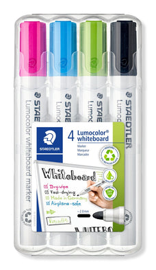 Staedtler Lumocolor 2.0mm Bullet Tip Whiteboard Marker, Assorted Wallet of 4 ST351-WP4-1