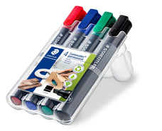 Staedtler Lumocolor Permanent Marker Chisel Tip, Assorted Wallet of 4 ST350-WP4