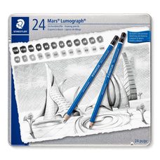 Staedtler Mars Lumograph Pencils, Tin of 24 in Assorted degrees ST100-G24