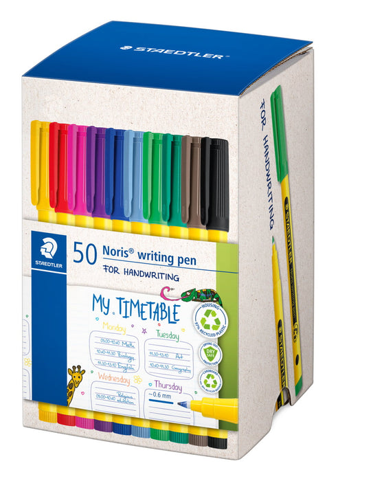 Staedtler Noris Fibre Tip Writing Pen Assorted, 50's pack ST307-S-CT50