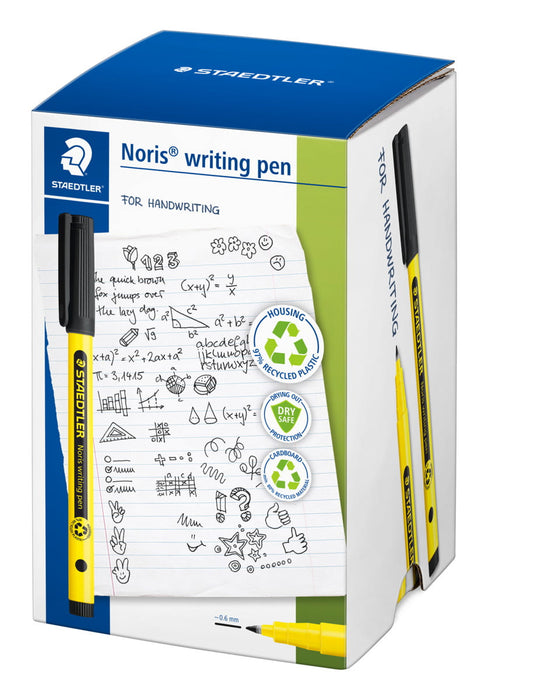 Staedtler Noris Fibre Tip Writing Pen Black, 50's pack ST307-9-CT50