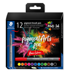 Staedtler Pigment Arts Brush Pen Basic Assorted, 12's pack ST371-C12-1