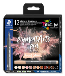 Staedtler Pigment Arts Brush Pen Portrait Assorted, 12's pack ST371-C12-4