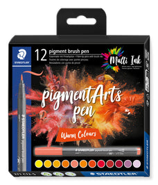 Staedtler Pigment Arts Brush Pen Warm Assorted, 12's pack ST371-C12-5