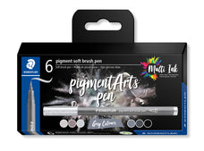 Staedtler Pigment Arts Soft Brush Pen Shades of Grey, Pack of 6 ST372-C6