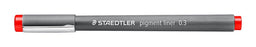 STAEDTLER Pigment Liner 0.3mm Tip Red x 10's pack ST308-03-2