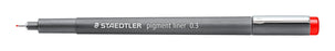 STAEDTLER Pigment Liner 0.3mm Tip Red x 10's pack ST308-03-2