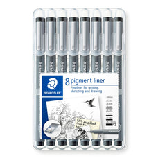 Staedtler Pigment Liner, Wallet of 8 Assorted Line Widths ST308-SB8
