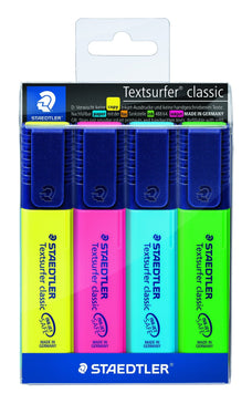 Staedtler Textsurfer Classic 364 Highlighter Assorted Wallet of 4 ST364-WP4