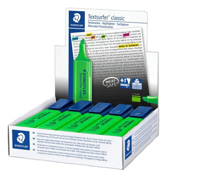 Staedtler Textsurfer Classic 364 Highlighter Green x 10's pack ST364-5