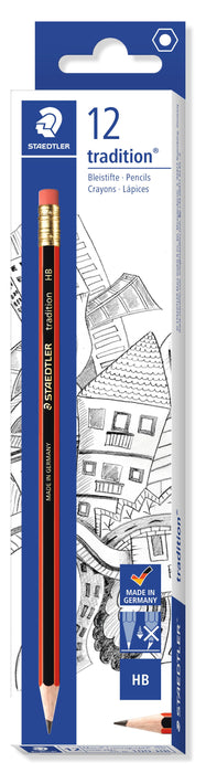 Staedtler Tradition Eraser Tip Graphite Pencil HB x 12's pack ST112-HB