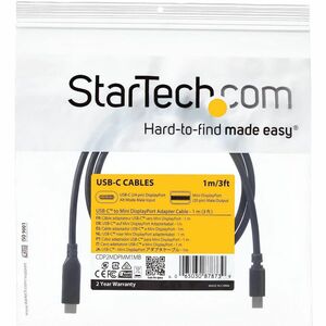 StarTech.com 1 m / 3.3 ft. USB-C to Mini DisplayPort Cable - 4K 60Hz - Black - USB 3.1 Type-C to Mini DP Adapter Cable - mDP Cable - 1.01 m Mini DisplayPort/USB A/V Cable for Chromebook, Monitor, iMac, Notebook, MacBook, TV - First End: 1 x 24-pin USB 3.1 IM4184410