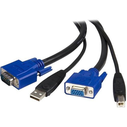 StarTech.com 10 ft 2-in-1 Universal USB KVM Cable - Video / USB cable - HD-15, 4 pin USB Type B (M) - 4 pin USB Type A, HD-15 - 10 - 3.05 m USB KVM Cable for KVM Switch - First End: 1 x 4-pin USB Type A - Male, 1 x 15-pin HD-15 - Male, USB - Male, DB-15 - IM2902546