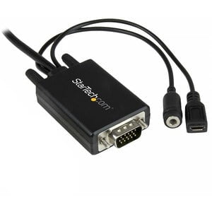 StarTech.com 10 ft 3m Mini DisplayPort to VGA Adapter Cable with Audio - Mini DP to VGA Converter - 1920x1200 - 2.99 m Mini DisplayPort/Mini-phone/USB/VGA A/V Cable for Monitor, Speaker, Audio/Video Device, Notebook - First End: 1 x 20-pin Mini DisplayPor IM3009600