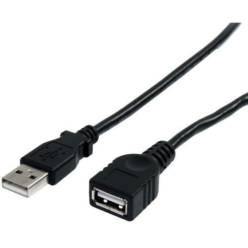 StarTech.com 10 ft Black USB 2.0 Extension Cable A to A - M/F - 3.05 m USB Data Transfer Cable for Peripheral Device, Printer - First End: 1 x 4-pin USB 2.0 Type A - Male - Second End: 1 x 4-pin USB 2.0 Type A - Female - 480 Mbit/s - Extension Cable - Shi IM1616762