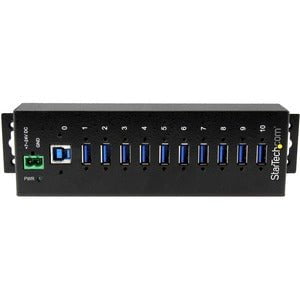 StarTech.com 10-Port Industrial USB 3.0 Hub - USB 3.0 Type A - External - 10 USB Port(s) - 10 USB 3.0 Port(s) - PC - TAA Compliant IM3098282
