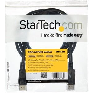 StarTech.com 10ft (3m) DisplayPort 1.2 Cable, 4K x 2K UHD VESA Certified DisplayPort Cable, DP Cable/Cord for Monitor, w/ Latches - 10ft/3m VESA Certified DisplayPort v1.2 cable; 4Kx2K(3840x2400 60Hz)/21.6 Gbps bandwidth/HBR2/8Ch Audio/MST - Durable PVC s IM1596300