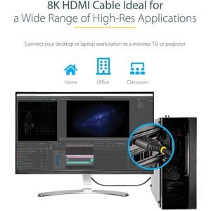 StarTech.com 10ft/3m HDMI 2.1 Cable, Certified Ultra High Speed HDMI Cable 48Gbps, 8K 60Hz/4K 120Hz HDR10+, 8K HDMI Cable, Monitor/Display - 3 m HDMI A/V Cable for Audio/Video Device, Monitor, Notebook, Computer, TV, Workstation, Projector, Apple TV - Fir IM5323334