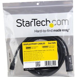 StarTech.com 10ft (3m) Mini DisplayPort to HDMI Cable, 4K 30Hz Video, Mini DP to HDMI Adapter/Converter Cable, mDP to HDMI Monitor/Display - 3 m HDMI/Mini DisplayPort A/V Cable for Projector, Ultrabook, Workstation, MacBook, Mac mini, Dock - First End: 1 IM3310250