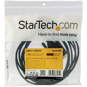 StarTech.com 10ft (3m) USB C to DVI Cable - 1080p USB Type-C to DVI-Digital Video Display Adapter Monitor Cable - Works w/ Thunderbolt 3 - 3 m DVI/USB Video Cable for Chromebook, Projector, MacBook, Workstation, iPad Pro - First End: 1 x 24-pin USB Type C IM4088609