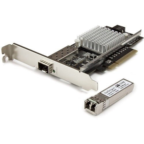 StarTech.com 10G Network Card - 1x 10G Open SFP+ Multimode LC Fiber Connector - Intel 82599 Chip - Gigabit Ethernet Card - PCI Express x8 - 2.50 GB/s Data Transfer Rate - Intel 82599 - 1 Port(s) - Optical Fiber - Multi-mode - 10GBase-SR - SFP+ - Plug-in C IM3418943