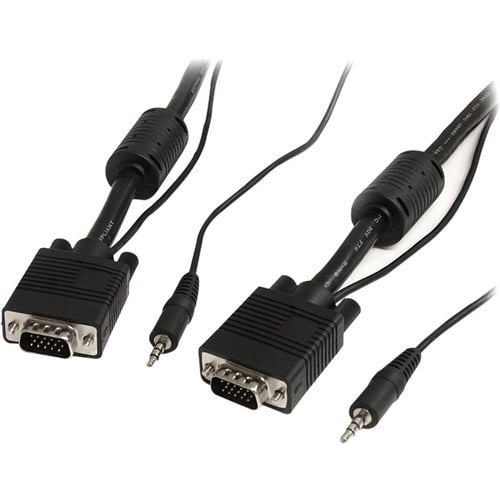 StarTech.com 10m Coax High Resolution Monitor VGA Video Cable with Audio HD15 M/M - 10 m VGA A/V Cable for Audio/Video Device, Monitor, Projector - First End: 1 x 15-pin HD-15 - Male, 1 x Mini-phone Stereo Audio - Male - Second End: 1 x 15-pin HD-15 - Mal IM1973974