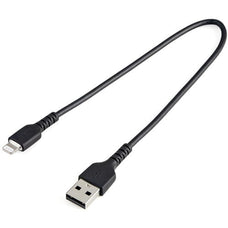 StarTech.com 12inch/30cm Durable Black USB-A to Lightning Cable, Rugged Heavy Duty Charging/Sync Cable for Apple iPhone/iPad MFi Certified - 30 cm Lightning/USB Data Transfer Cable for iPhone, iPad Air, iPad mini, Mobile Device - First End: 1 x 8-pin Ligh IM5088364