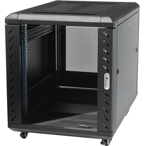 StarTech.com 12U 29in Knock-Down Server Rack Cabinet with Casters - Store your servers, network and telecommunications equipment securely in this 12U solid steel rack - 12u enclosed rack - 12u server rack - 12u cabinet - server cabinet - server rack enclo IM2902523