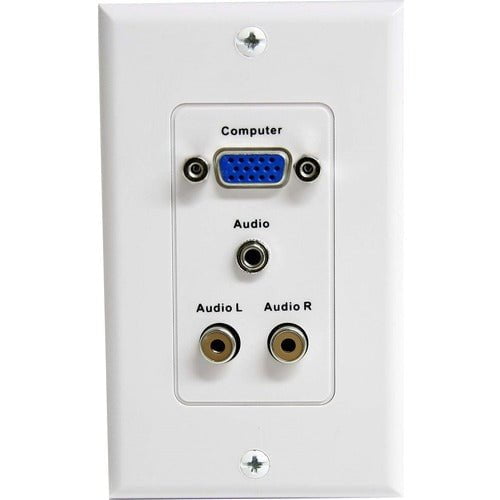 StarTech.com 15-Pin Female VGA Wall Plate with 3.5mm and RCA - White - 1-gang - White - 1 x Mini-phone Port(s) - 1 x RCA Port(s) - 1 x VGA Port(s) IM1861472