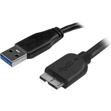 StarTech.com 15cm (6in) Short Slim SuperSpeed USB 3.0 (5Gbps) A to Micro B Cable - M/M - 15.24 cm USB Data Transfer Cable for Hard Drive, Card Reader, Portable Hard Drive, Smartphone, Tablet, Notebook - First End: 1 x 9-pin USB 3.0 Type A - Male - Second IM2771223