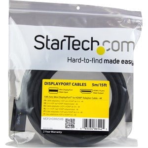 StarTech.com 15ft (5m) Mini DisplayPort to HDMI Cable, 4K 30Hz Video, Mini DP to HDMI Adapter/Converter Cable, mDP to HDMI Monitor/Display - 5 m HDMI/Mini DisplayPort A/V Cable for Projector, Ultrabook, Workstation, MacBook, Dock, Mac mini - First End: 1 IM3310251