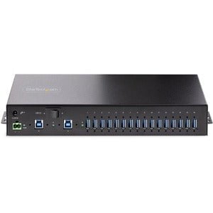 StarTech.com 16-Port Industrial USB 3.0 Hub 5Gbps, Mountable, Terminal Block Power Up to 120W Shared, USB Charging, Dual-Host Hub/Switch - 16 USB-A 3.2 Gen 1 (5Gbps shared) Downstream Facing Ports (DFP) w/dual-host switch/hub - Steel enclosure - Locking p IM5753872