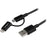 StarTech.com 1m (3 ft) Black Apple 8-pin Lightning Connector or Micro USB to USB Combo Cable for iPhone / iPod / iPad - 1 m Lightning/USB Data Transfer Cable for iPad, iPhone - First End: 1 x 8-pin Lightning - Male, 1 x 5-pin Micro USB Type B - Male - Sec IM2894884