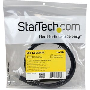 StarTech.com 1m (3ft) Certified SuperSpeed USB 3.0 (5Gbps) A to B Cable - M/M - Connect your USB 3.0 devices, with this high-quality USB 3.0 certified cable - USB 3.0 Cable - USB 3.0 Cord - USB A to B Cable - USB 3.2 Gen 1 (5Gbps) Cable - USB 3.0 AB Cable IM2452821