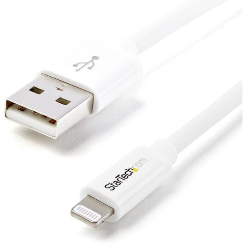 StarTech.com 1m (3ft) White AppleÂ® 8-pin Lightning Connector to USB Cable for iPhone / iPod / iPad - 1 m Lightning/USB Data Transfer Cable for iPad, iPhone, MAC - First End: 1 x 4-pin USB Type A - Male - Second End: 1 x 8-pin Lightning - Male - 480 Mbit/ IM2436589