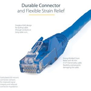 StarTech.com 1m CAT6 Ethernet Cable - Blue Snagless Gigabit - 100W PoE UTP 650MHz Category 6 Patch Cord UL Certified Wiring/TIA - 1 m Category 6 Network Cable for Network Device - First End: 1 x RJ-45 Network - Male - Second End: 1 x RJ-45 Network - Male IM2086109