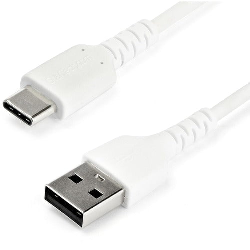 StarTech.com 1m USB A to USB C Charging Cable - Durable Fast Charge & Sync USB 2.0 to USB Type C Data Cord - Aramid Fiber M/M 3A White - 1 m USB Data Transfer Cable for Mobile Device, iPad Pro - First End: 1 x 4-pin USB 2.0 Type A - Male - Second End: 1 x IM4730474