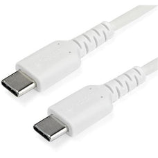 StarTech.com 1m USB C Charging Cable - Durable Fast Charge & Sync USB 2.0 Type C to C Charger Cord - TPE Jacket Aramid Fiber M/M 60W White - 1 m USB Data Transfer Cable for Mobile Device, MacBook, iPad Pro - First End: 1 x 24-pin USB 2.0 Type C - Male - S IM4730528