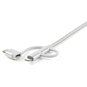 StarTech.com 1m USB Multi Charging Cable - Braided - Apple MFi Certified - USB 2.0 - Charge 1x device at a time - For USB-C or Lightning devices attach the corresponding connector of the cable to the Micro-USB connector and plug into your device - For Mic IM3683422