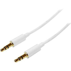 StarTech.com 1m White Slim 3.5mm Stereo Audio Cable - Male to Male - Listen to your iPod® / MP3 player on your car or home stereo - Male to Male 3.5mm Cable - 3.5mm Audio Cable - 1m Aux Stereo Cable - Stereo Mini Jack Cable - Male to Male Headphone Cable IM2485495