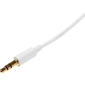 StarTech.com 1m White Slim 3.5mm Stereo Audio Cable - Male to Male - Listen to your iPod® / MP3 player on your car or home stereo - Male to Male 3.5mm Cable - 3.5mm Audio Cable - 1m Aux Stereo Cable - Stereo Mini Jack Cable - Male to Male Headphone Cable IM2485495